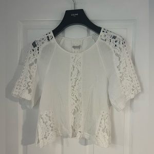 Gorgeous Skin White cotton lace top size 2 Medium